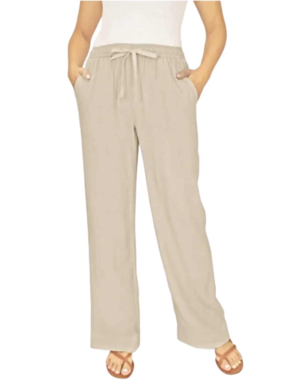 Briggs Womens Tan Beige Linen Blend Pant L